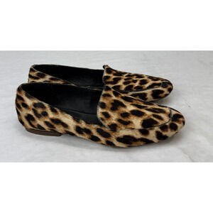 Boho Giani Bini Calf-Hair Leopard Print Loafer Women Sz 6.5 Slip-On Pointed Flat